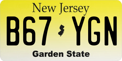 NJ license plate B67YGN