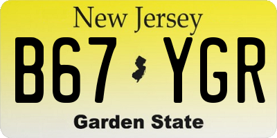 NJ license plate B67YGR