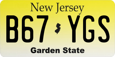 NJ license plate B67YGS