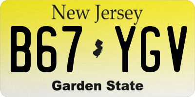 NJ license plate B67YGV