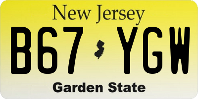 NJ license plate B67YGW