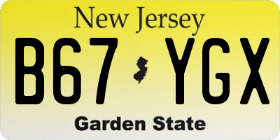 NJ license plate B67YGX
