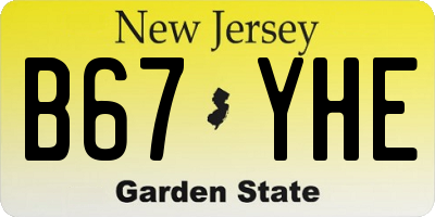 NJ license plate B67YHE