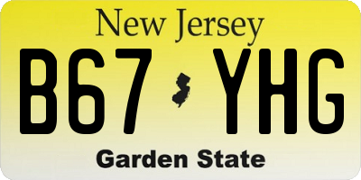 NJ license plate B67YHG