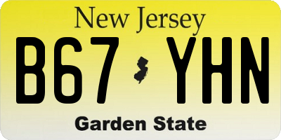 NJ license plate B67YHN