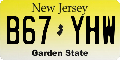 NJ license plate B67YHW