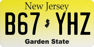 NJ license plate B67YHZ