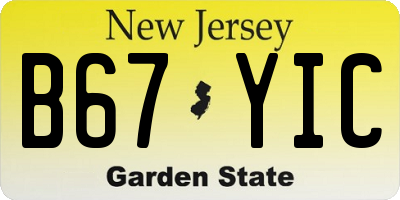 NJ license plate B67YIC
