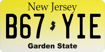 NJ license plate B67YIE
