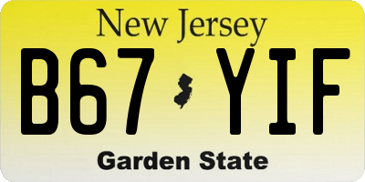 NJ license plate B67YIF