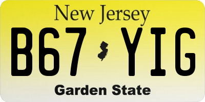 NJ license plate B67YIG