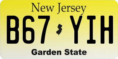 NJ license plate B67YIH