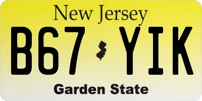 NJ license plate B67YIK