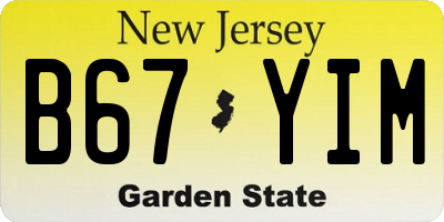 NJ license plate B67YIM