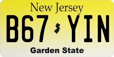 NJ license plate B67YIN