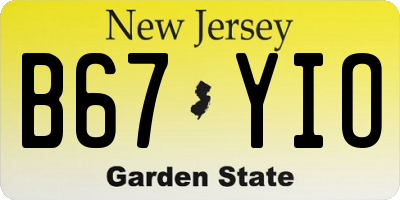 NJ license plate B67YIO