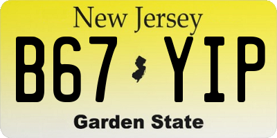 NJ license plate B67YIP