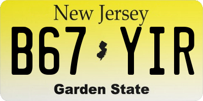 NJ license plate B67YIR