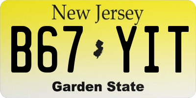 NJ license plate B67YIT
