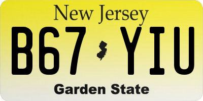 NJ license plate B67YIU
