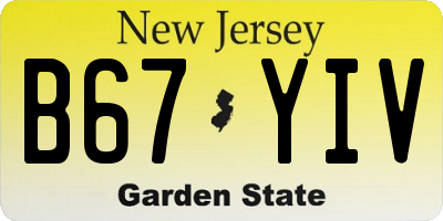 NJ license plate B67YIV