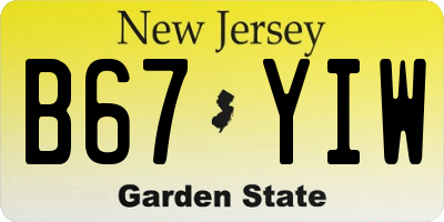 NJ license plate B67YIW