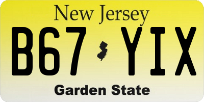 NJ license plate B67YIX