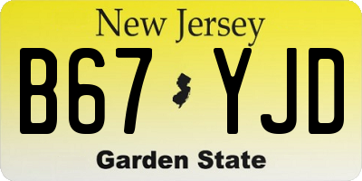 NJ license plate B67YJD