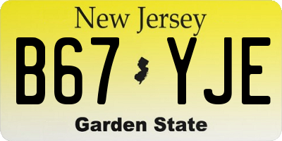 NJ license plate B67YJE