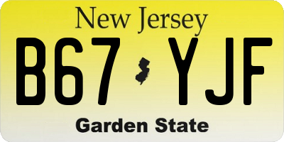 NJ license plate B67YJF