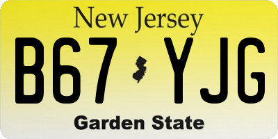 NJ license plate B67YJG