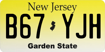 NJ license plate B67YJH