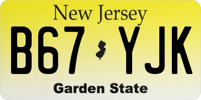NJ license plate B67YJK