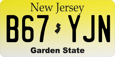 NJ license plate B67YJN