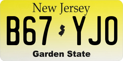 NJ license plate B67YJO