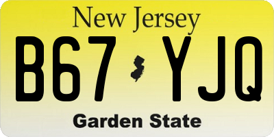 NJ license plate B67YJQ