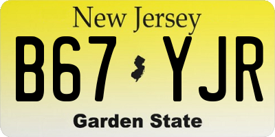 NJ license plate B67YJR