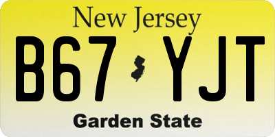 NJ license plate B67YJT