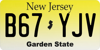 NJ license plate B67YJV