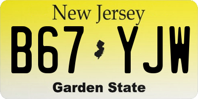 NJ license plate B67YJW
