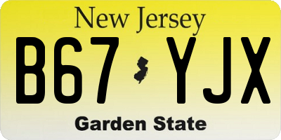 NJ license plate B67YJX