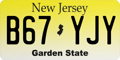 NJ license plate B67YJY