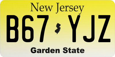 NJ license plate B67YJZ