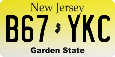 NJ license plate B67YKC