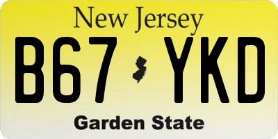NJ license plate B67YKD