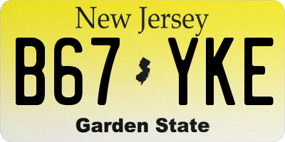 NJ license plate B67YKE