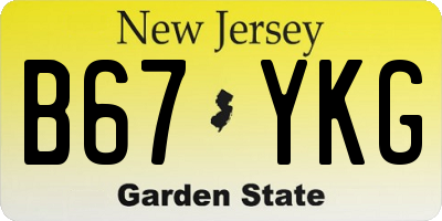 NJ license plate B67YKG