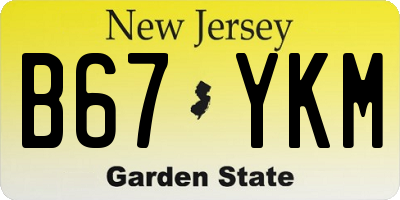 NJ license plate B67YKM