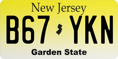 NJ license plate B67YKN