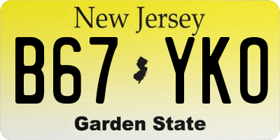 NJ license plate B67YKO